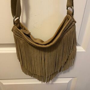 American Eagle Vintage Suede Fringe Tan Small Crossbody in great condition.